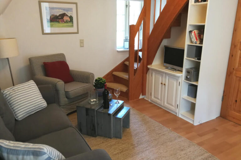 Amrum Nebel Ferienwohnung Sturmmöwe Wohnzimmer