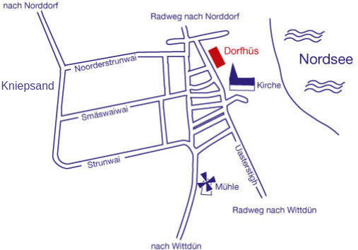 Ferienwohnung Amrum Nebel Lage Dorfhüs