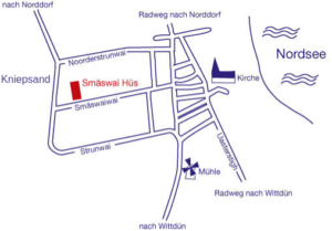 Ferienwohnung Amrum Nebel Smäswai Hüs Lage